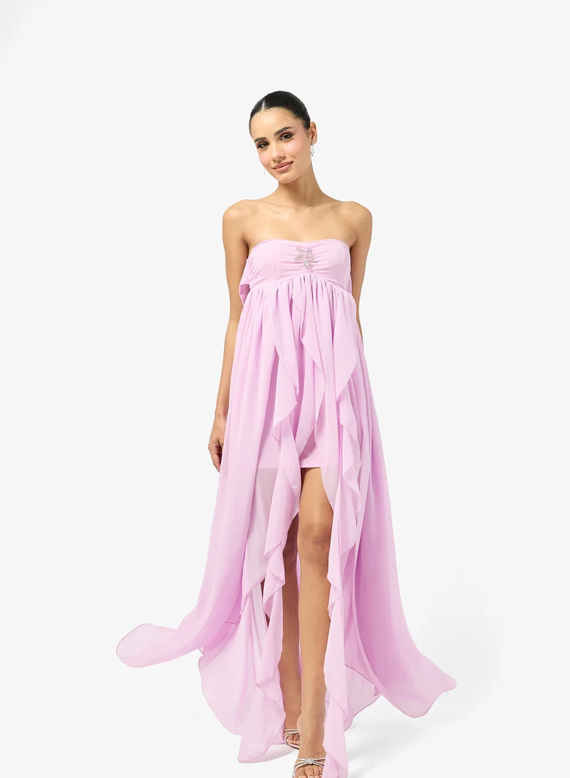 Ginger Boutique  Halter Neck Waterfall Frill Detail Dress for Women | Best Price UAE